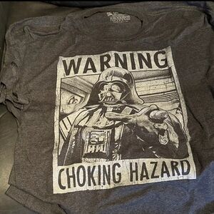 Star Wars Darth Vader "Warning Choking Hazard" T-Shirt Mens Size XXL charcoal